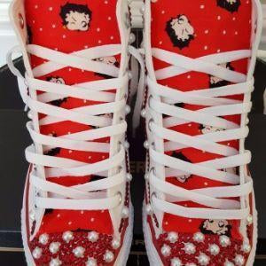 Bedazzled &quot;GMB&quot; High Top Sneakers-Get Me Bedazzled
