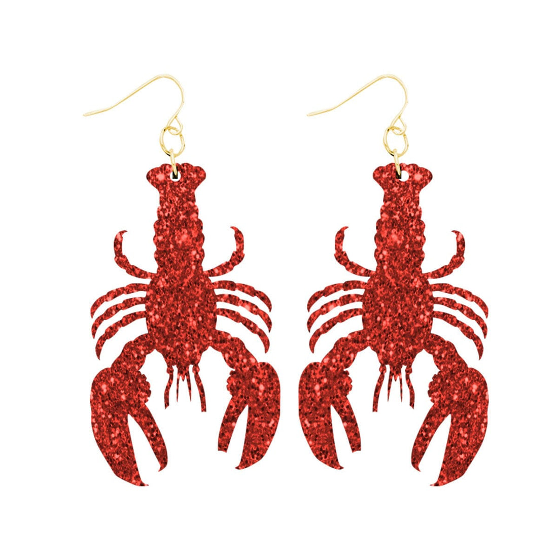 Red Glitter Acrylic Crawfish Earrings