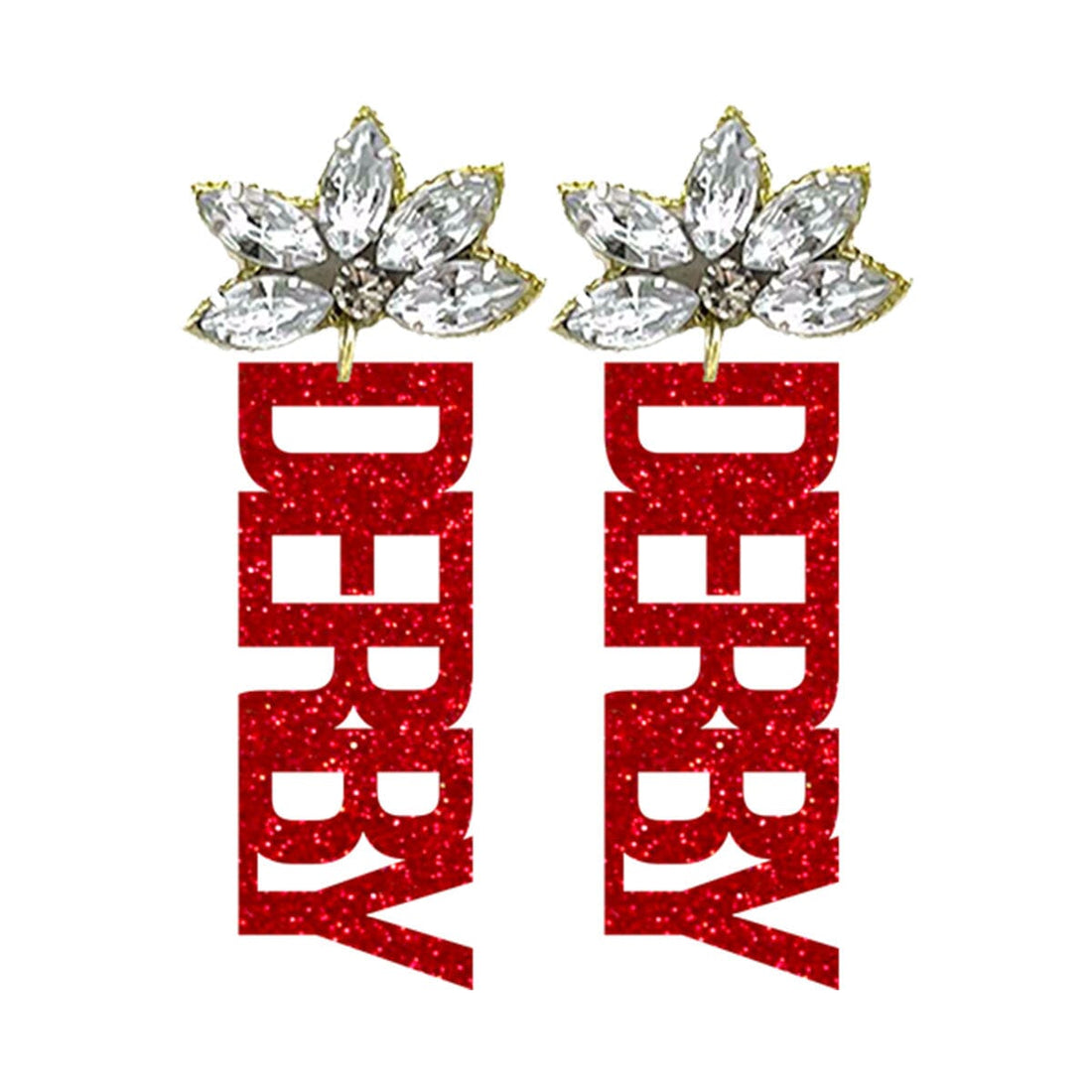 Red Glitter Acrylic Derby Earrings