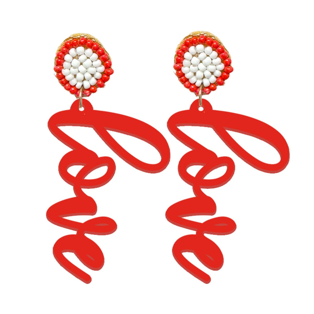 Red Acrylic Script Love Earrings