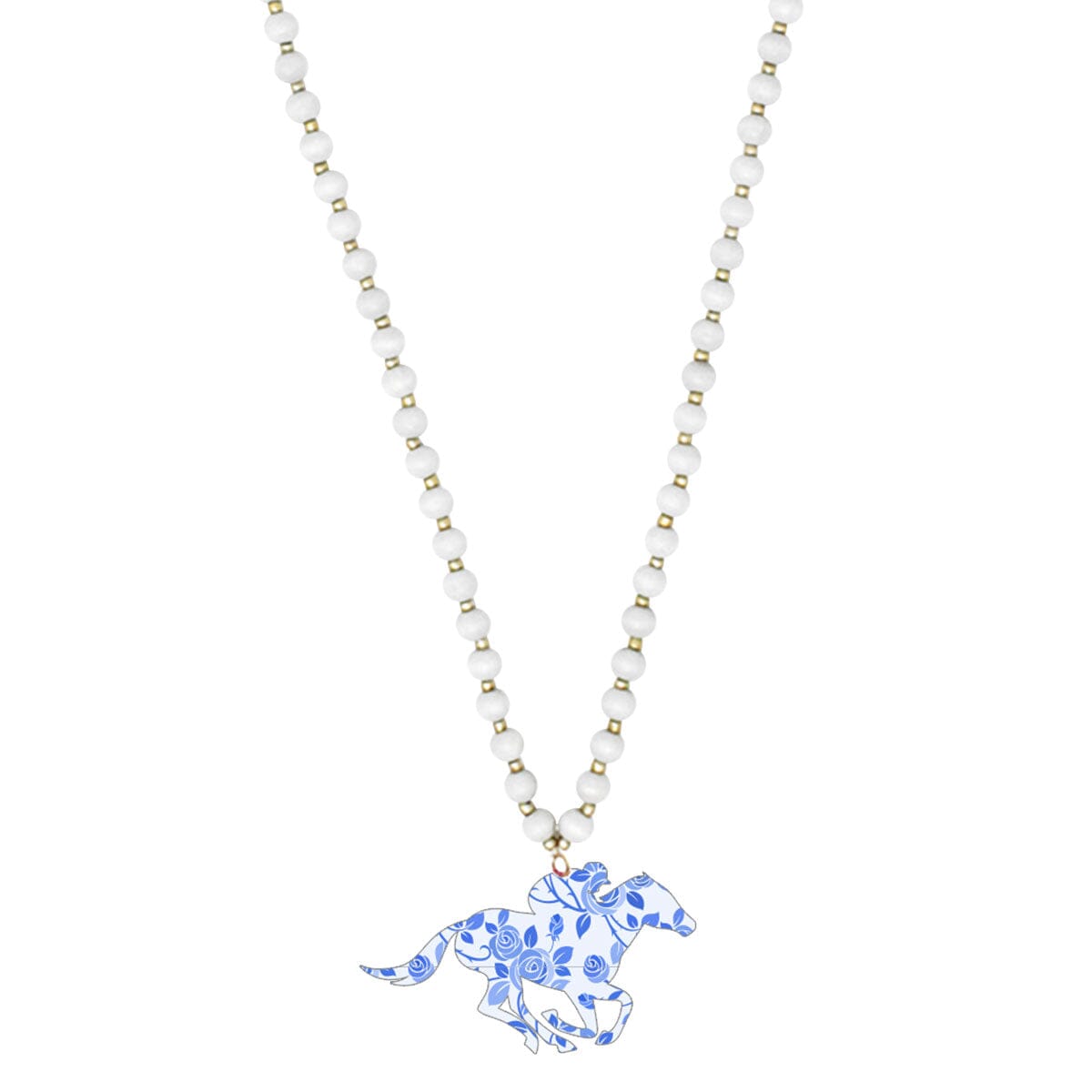 Blue Floral Derby White Jennifer Necklace