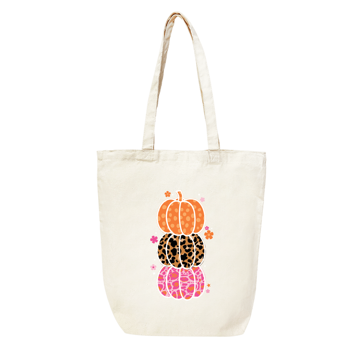 Printed Pumpkin Stack Canvas Tote