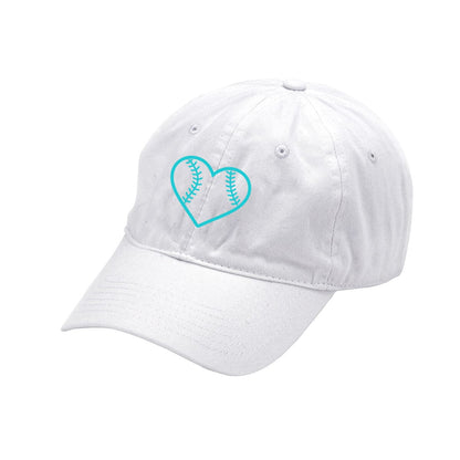 Heart Baseball White Cap