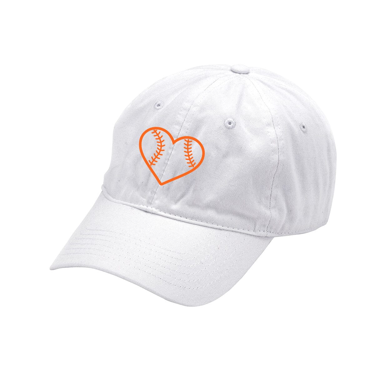 Heart Baseball White Cap