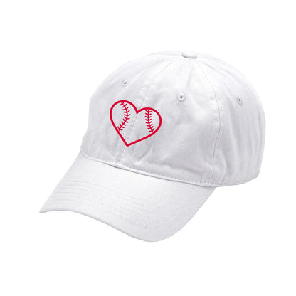 Heart Baseball White Cap