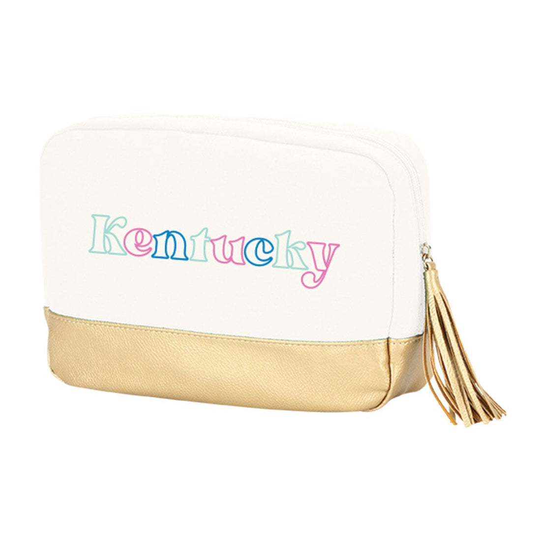 Kentucky Outline Embroidered Creme Cabana Cosmetic Bag