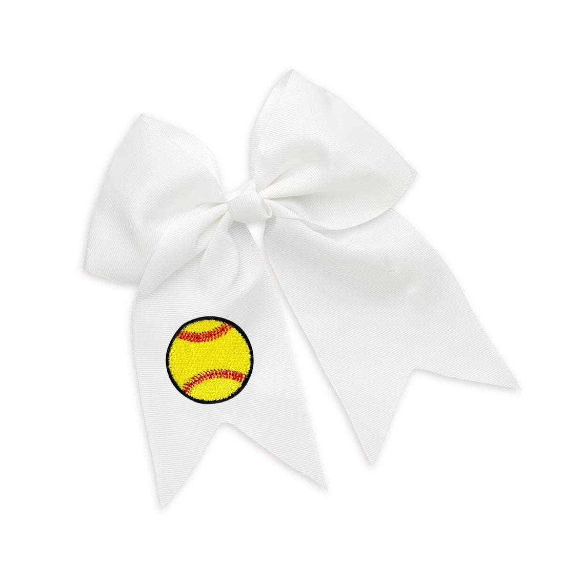 Softball Embroidered White Bow