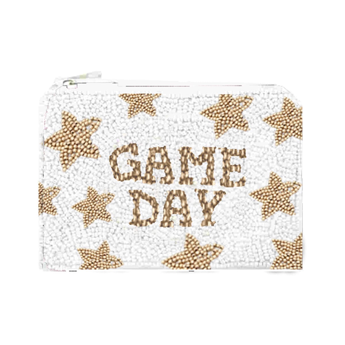 Gold &amp; White Game Day Star Beaded Coin Purse