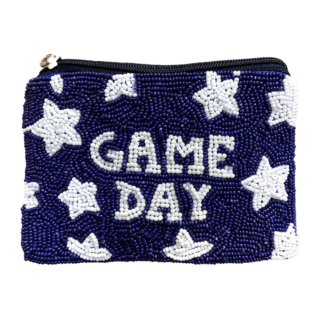 Navy Game Day Star Beaded Coin Purse