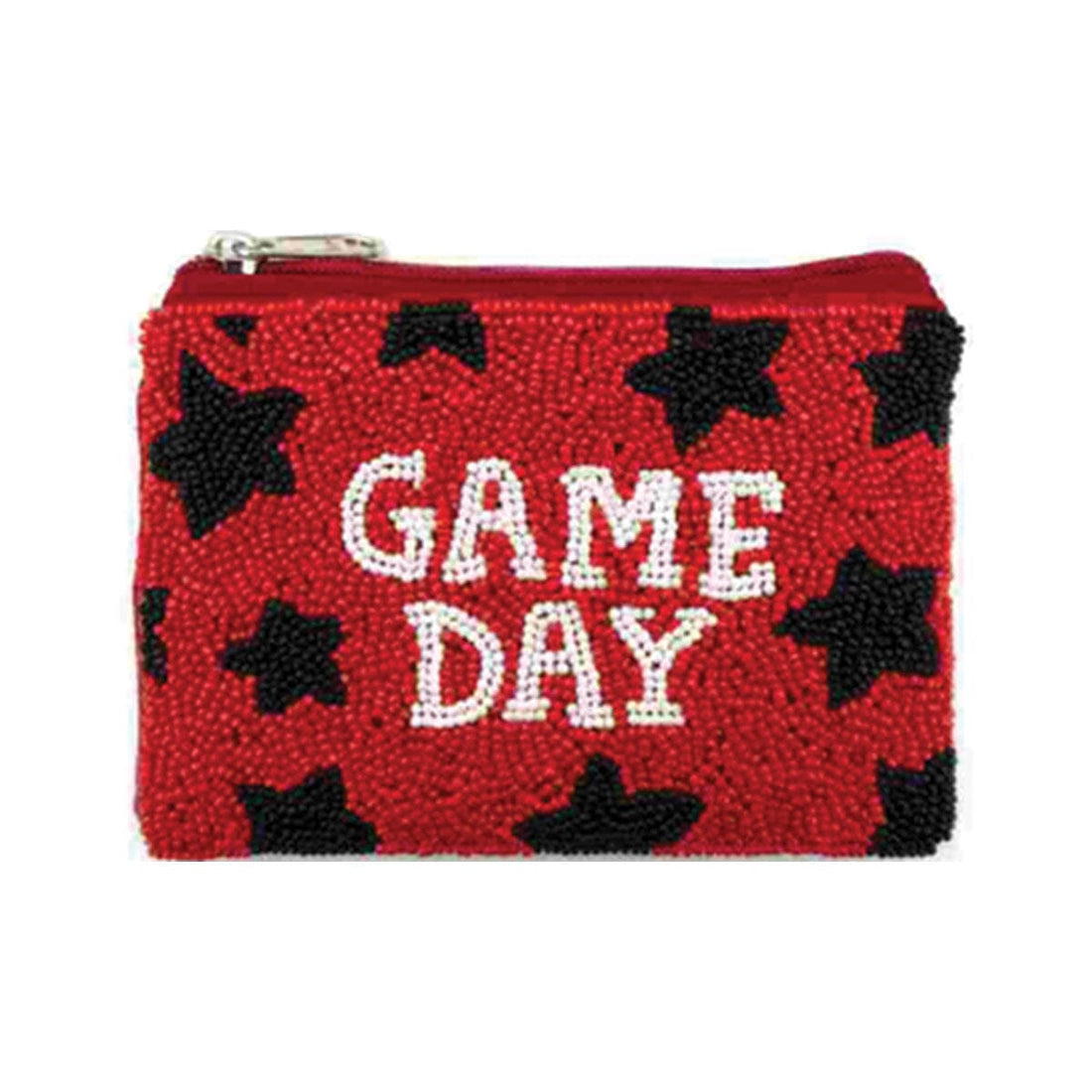 Red &amp; Black Game Day Star Beaded Coin Purse