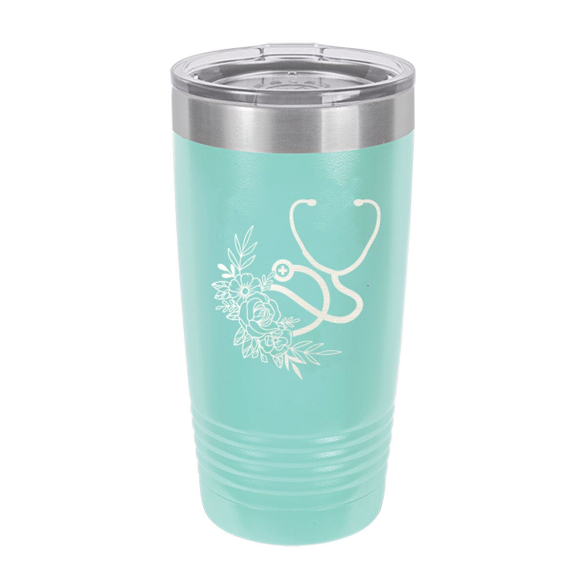 Floral Stethoscope Teal 20oz Tumbler