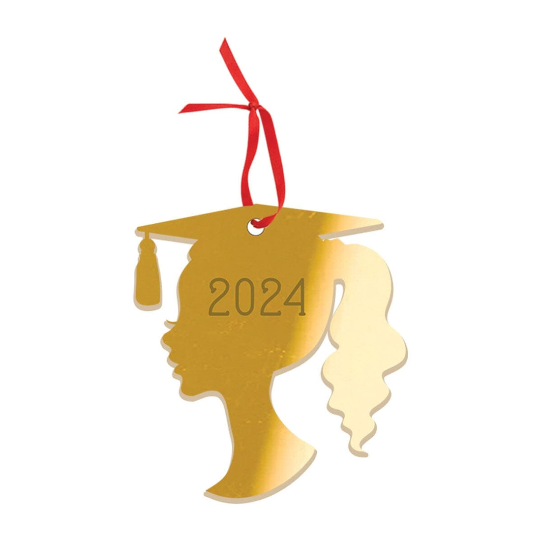 Mirrored Gold 2024 Girl Graduate Ornament