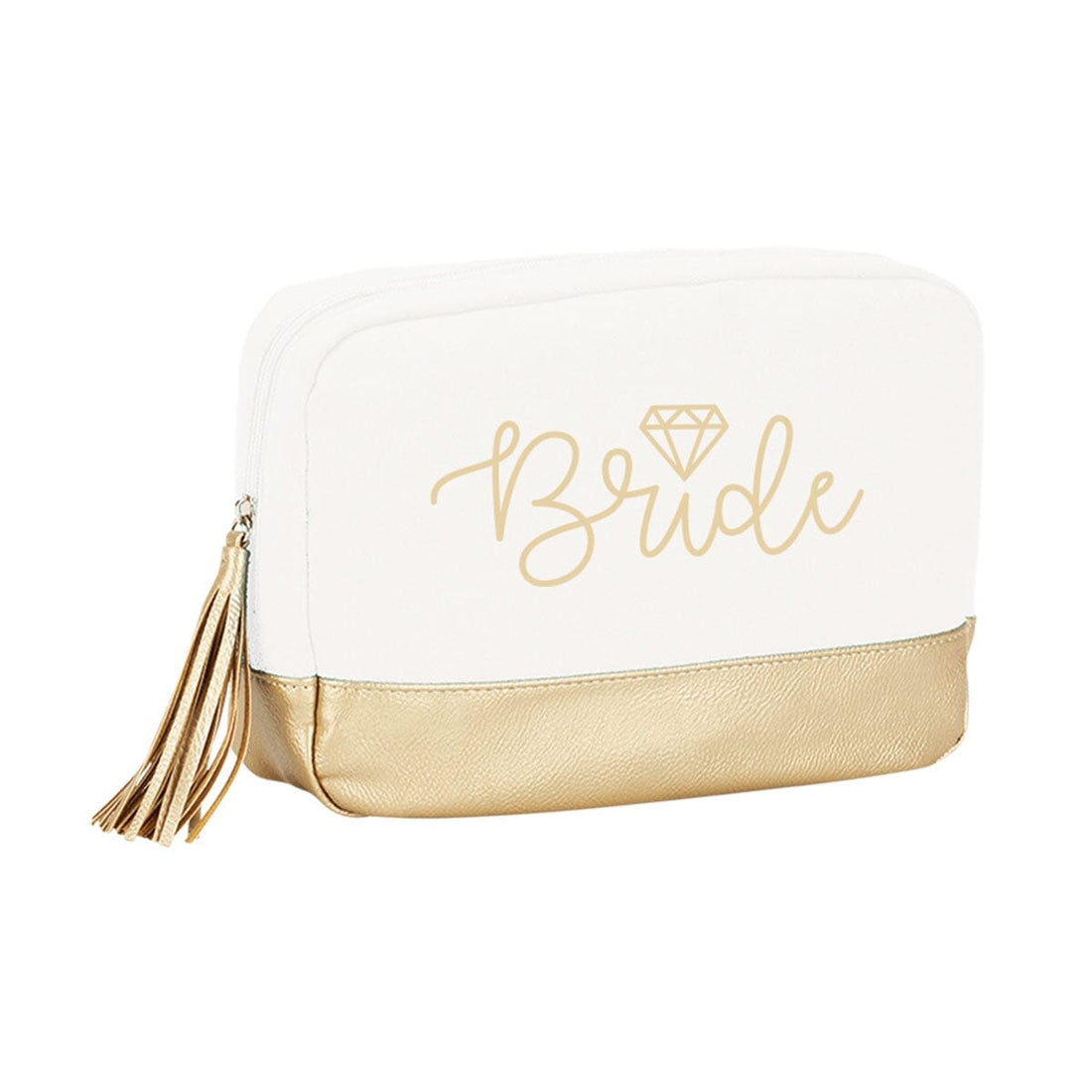 Gold Bride Embroidery Crème Cabana Cosmetic Bag