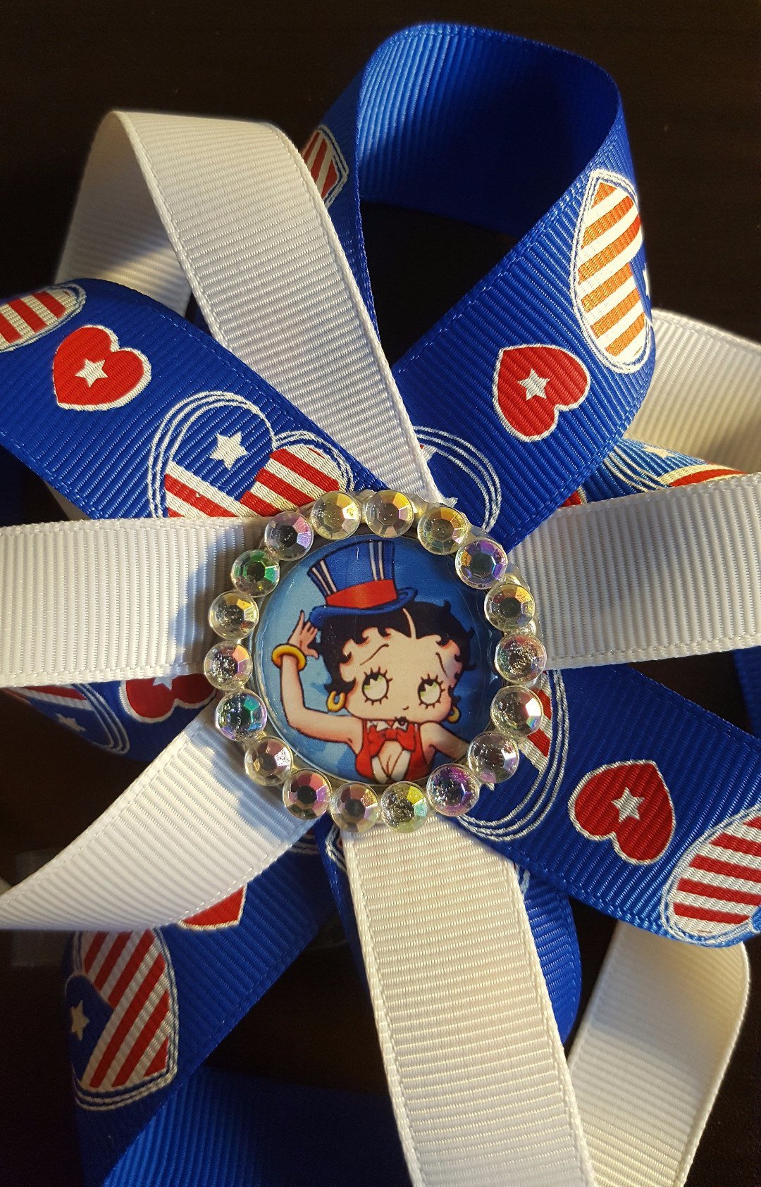 Fourth of July Betty Boop Loopy Flower Badge-Loopy Flower Badge-Get Me Bedazzled