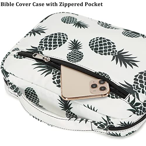 Bible Cover for Women, Womens Bible Cover Bible Case Girls Carrying Book Case Church Bag Bible Protective Bag with Handle and Zippered Pocket
