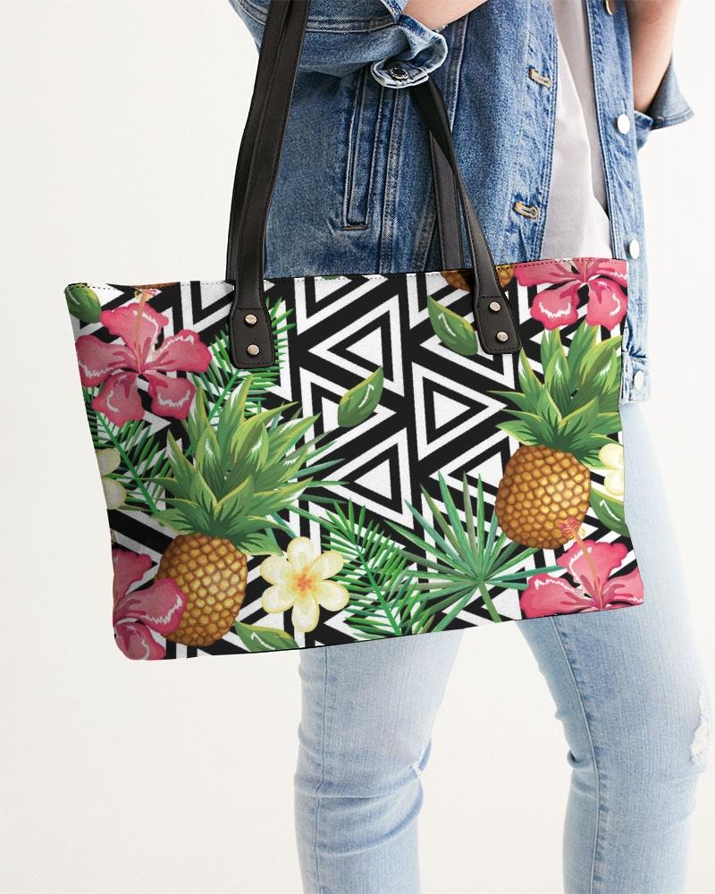 TROPICAL FLOWER PINEAPPLE TOTE-accessories-Get Me Bedazzled