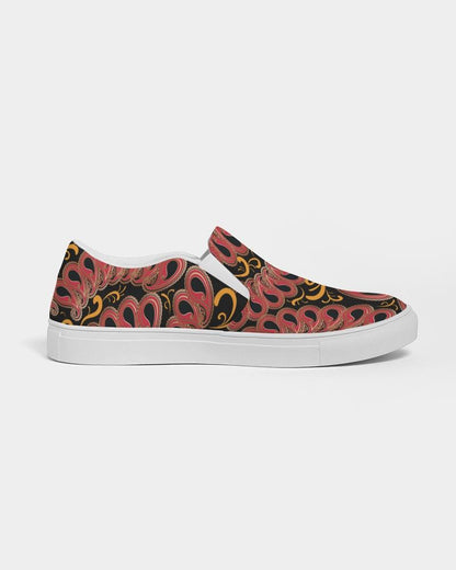 Black Pink And Gold Paisley Slip On Shoe-women shoes-Get Me Bedazzled
