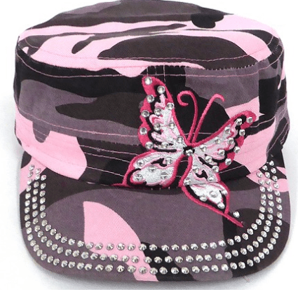Pink Camo Butterfly Cadet Cap-Get Me Bedazzled