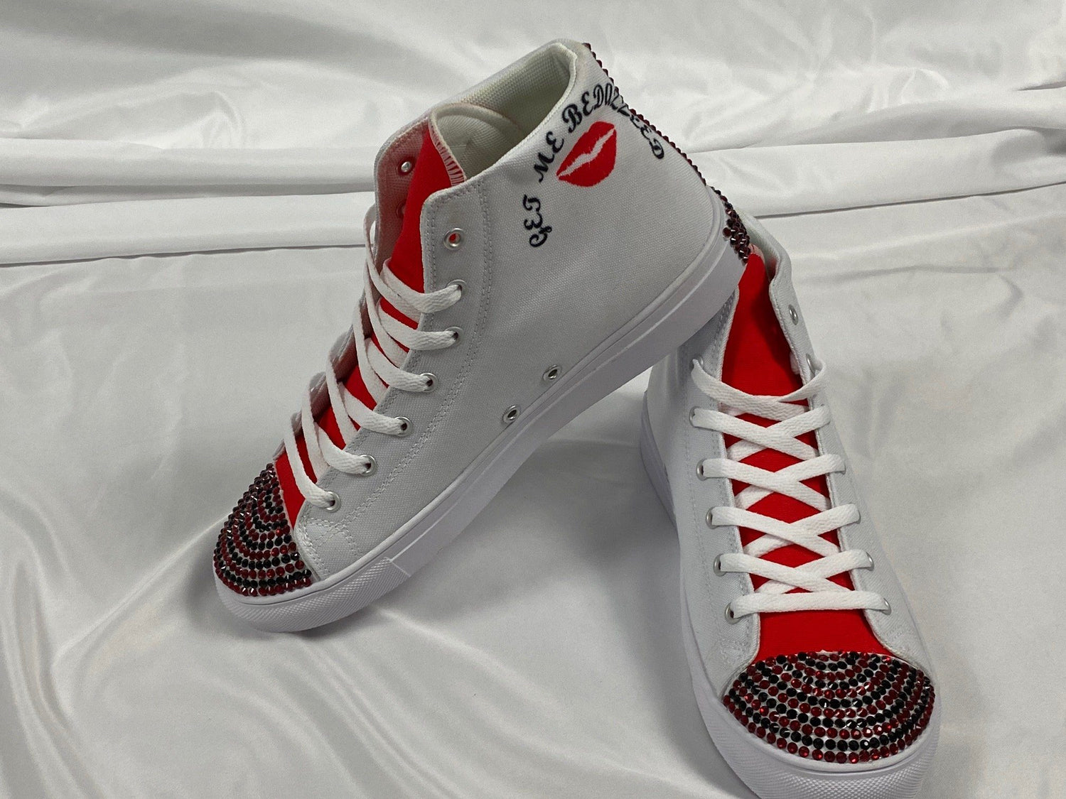 Custom Bling Rhinestone White Sneakers Bedazzled Tennis Shoes