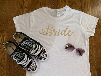 Bride Glitter Vinyl T-Shirt-T-Shirt-Get Me Bedazzled