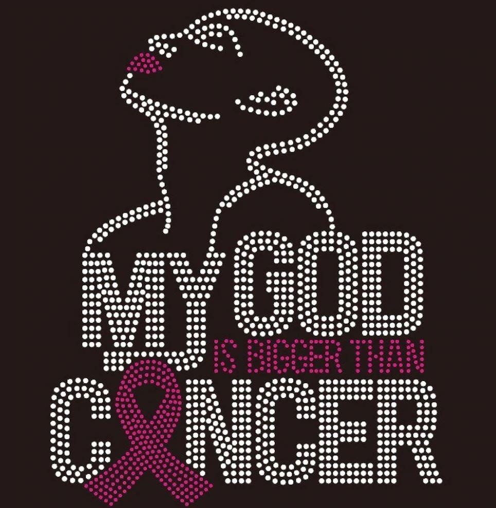 My God is Bigger than Cancer Rhinestone T-Shirt-Short Sleeve Tee-Get Me Bedazzled