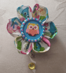 Owl Kanzashi Flower Badge-Kanzashi Flower Badge-Get Me Bedazzled