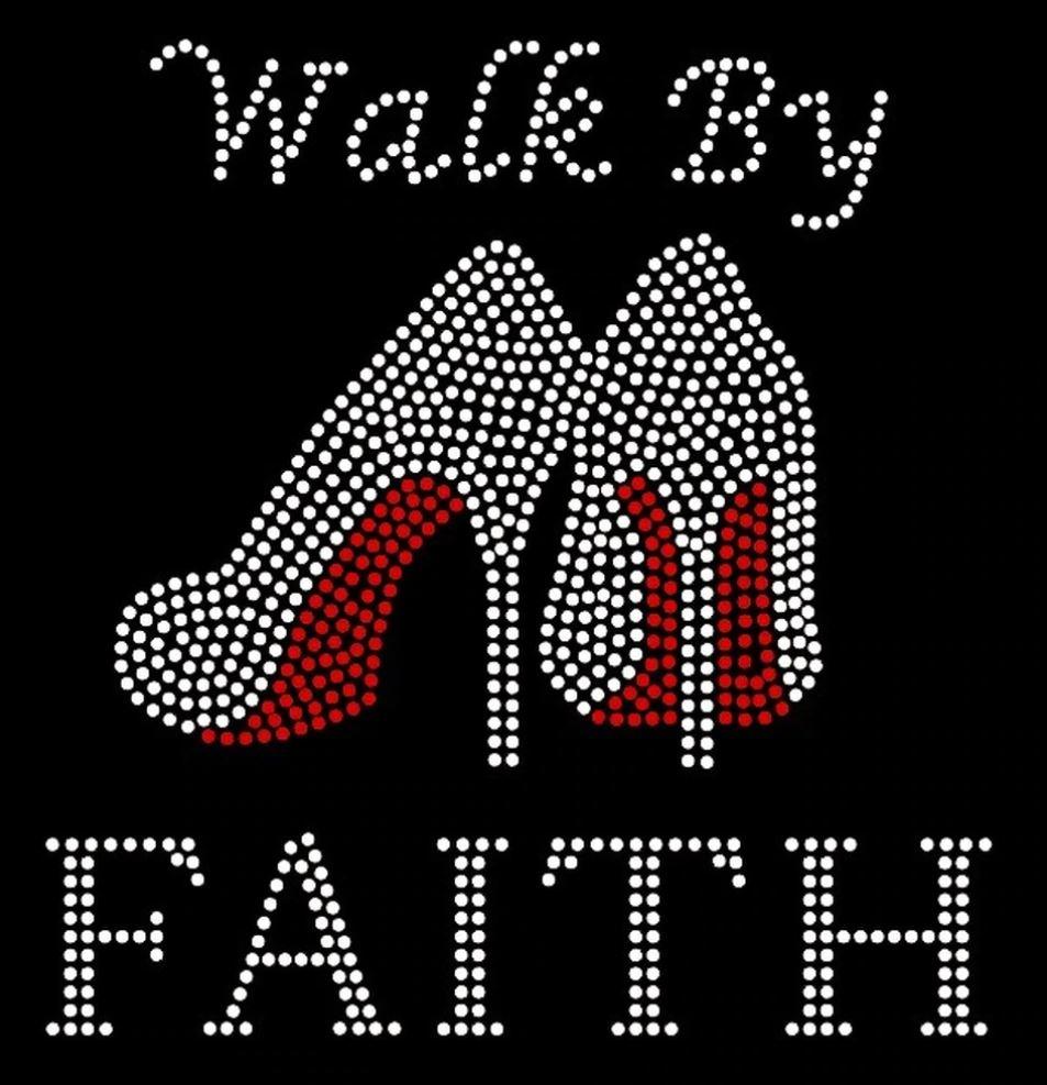 Walk By Faith- Rhinestone RELIGIOUS T-Shirt-Short Sleeve Tee-Get Me Bedazzled