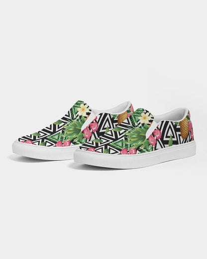 TROPICAL FLOWER PINEAPPLE SLIP ON SHOE-women shoes-Get Me Bedazzled