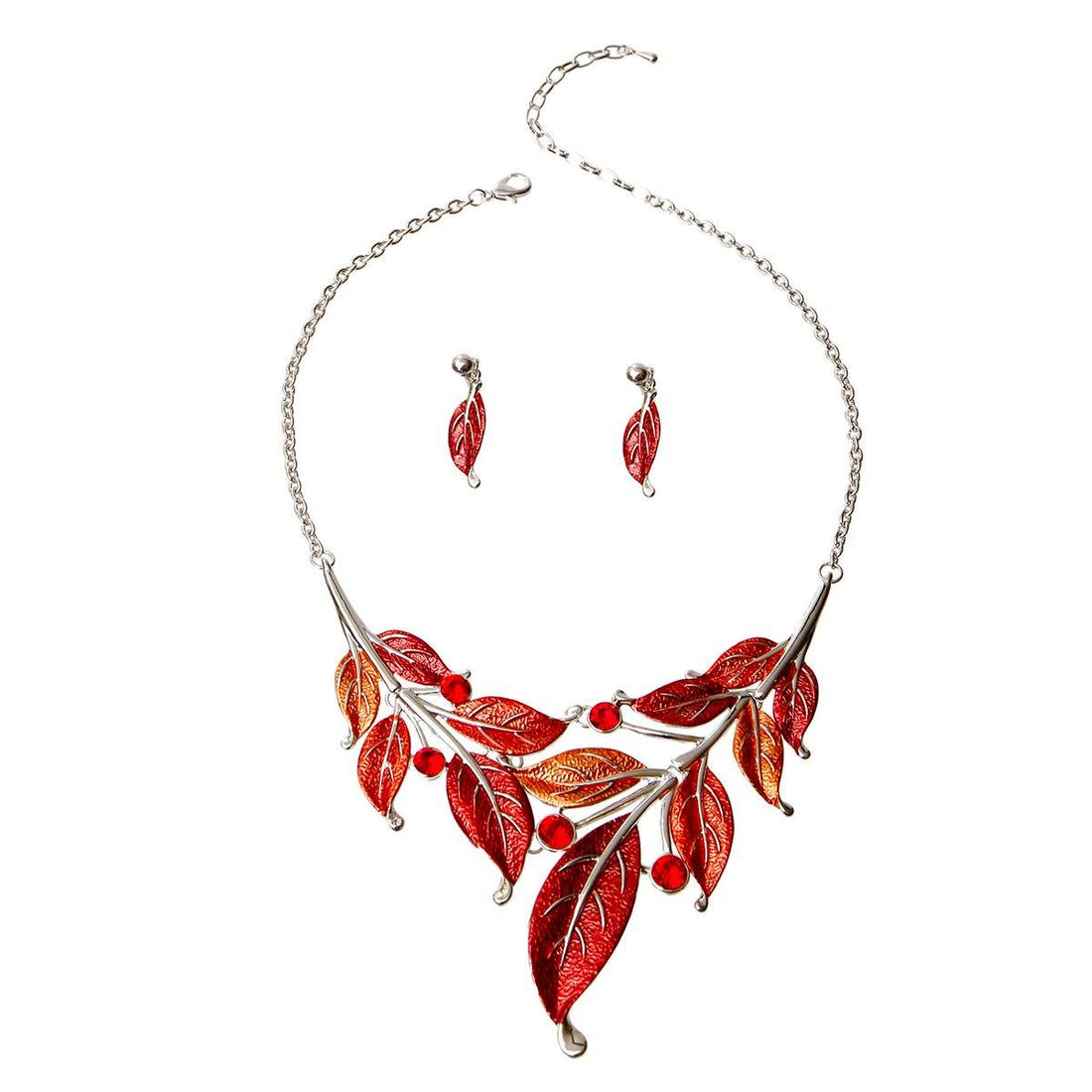 Red Leaf Necklace Set