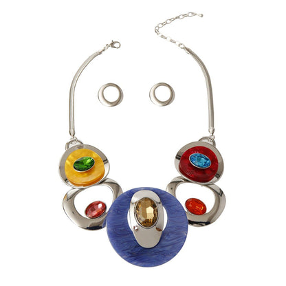 Multi Color Circular Necklace Set