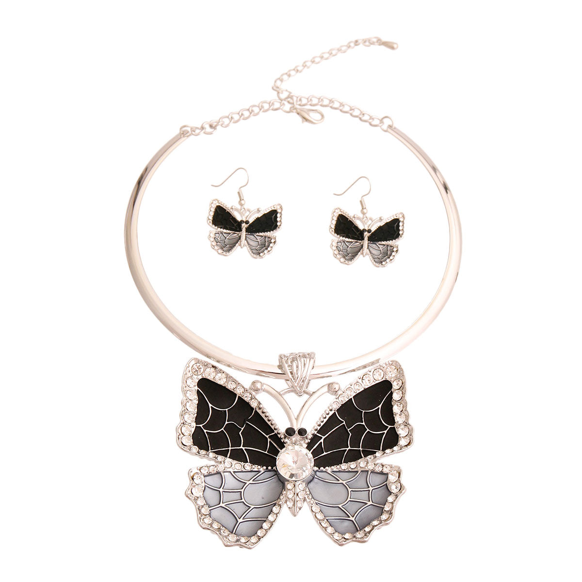 Rigid Metal Black Butterfly Necklace
