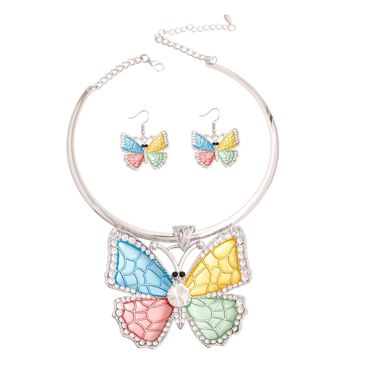 Rigid Metal Multi Butterfly Necklace