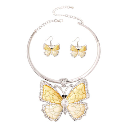 Rigid Metal Yellow Butterfly Necklace