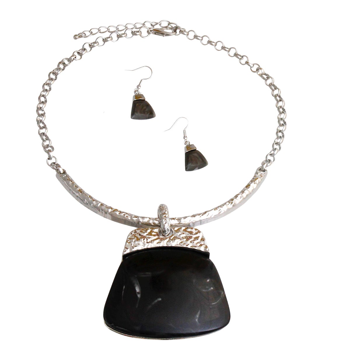 Black Trapezoid Pendant Necklace