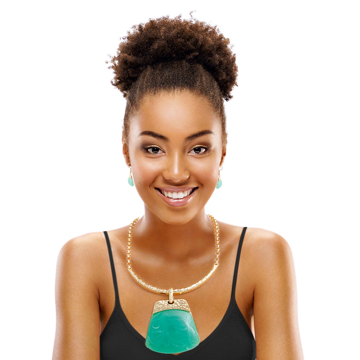 Green Trapezoid Pendant Necklace