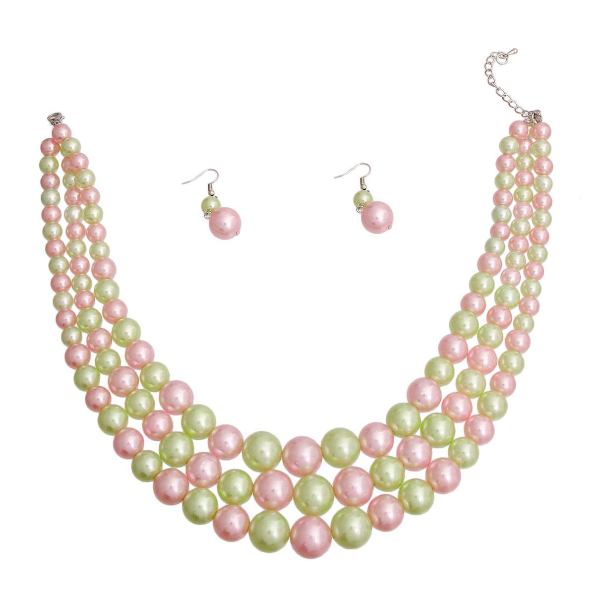 Pink and Green Pearl 3 Layer Set