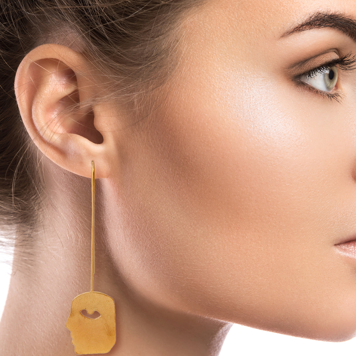 Gold Brass Face Earrings