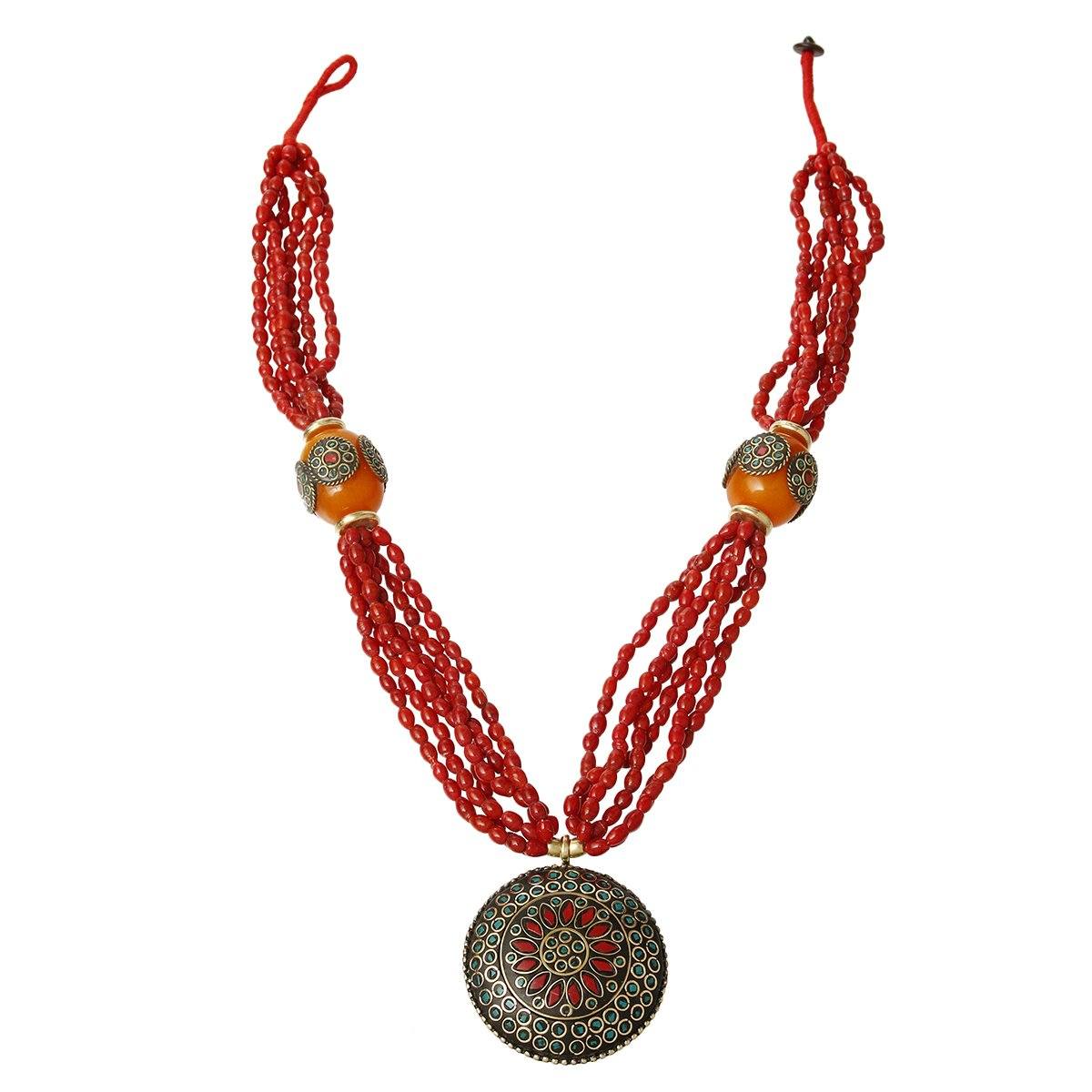 Brass Mosaic Pendant Necklace