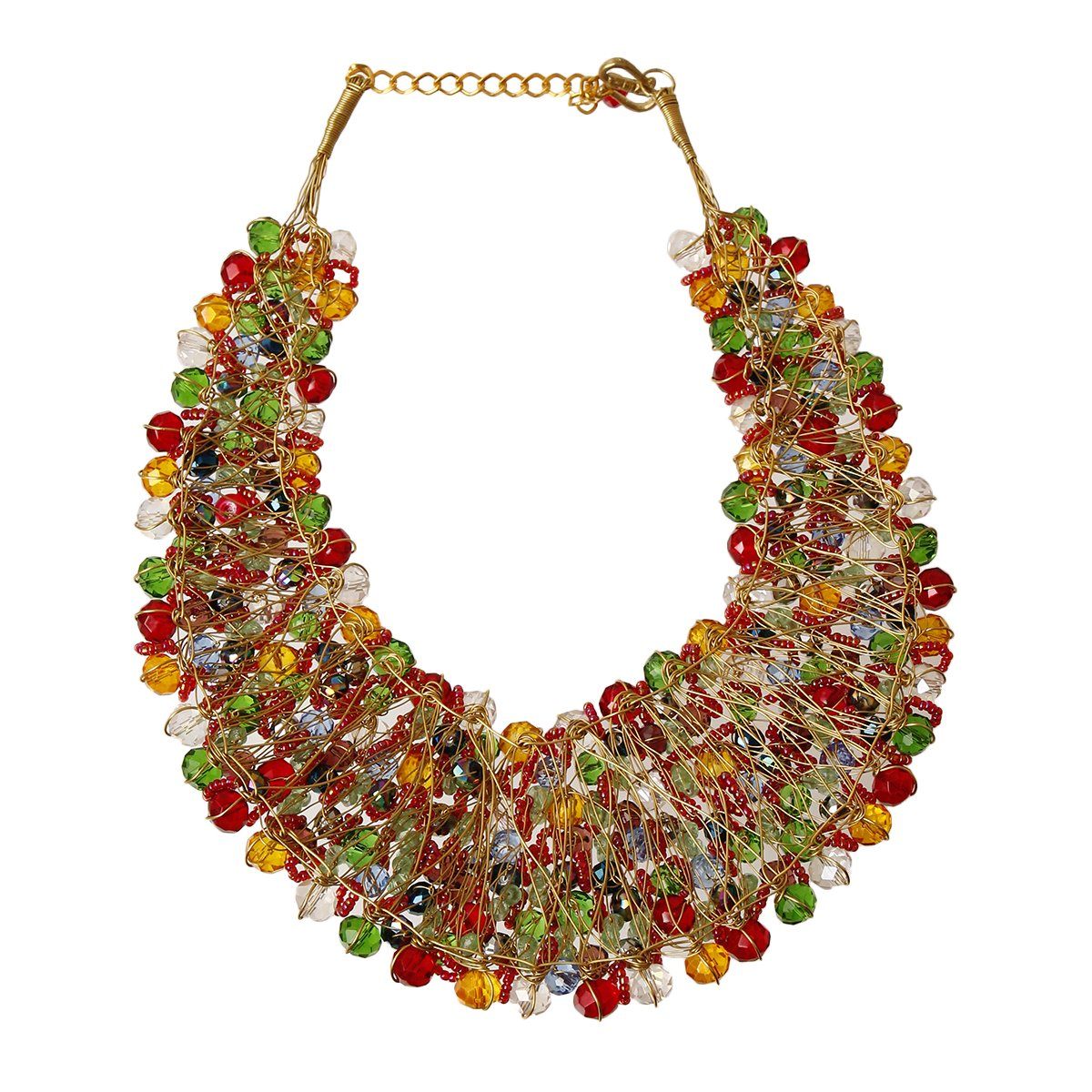 Red and Green Bead Copper Bib