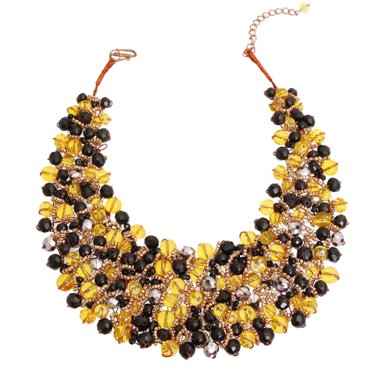 Yellow and Black Copper Bib Necklace