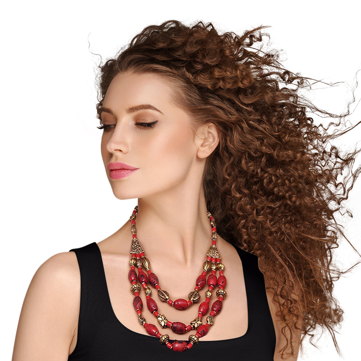Red Bead Tribal Necklace
