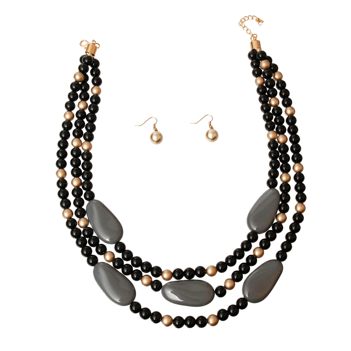 Black and Gold Pearl Bead Set