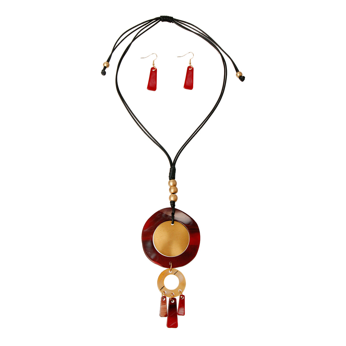 Round Red and Gold Pendant Set