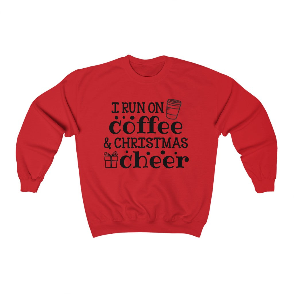 I Run On Coffee and Christmas Cheer Crewneck Sweatshirt-Sweatshirt-Get Me Bedazzled