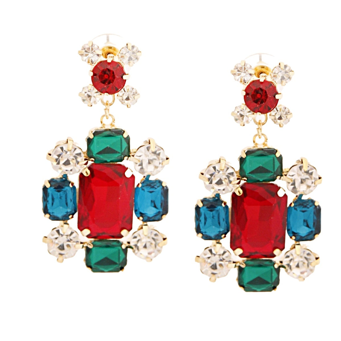 Multi Shape Rhinestone Earrings