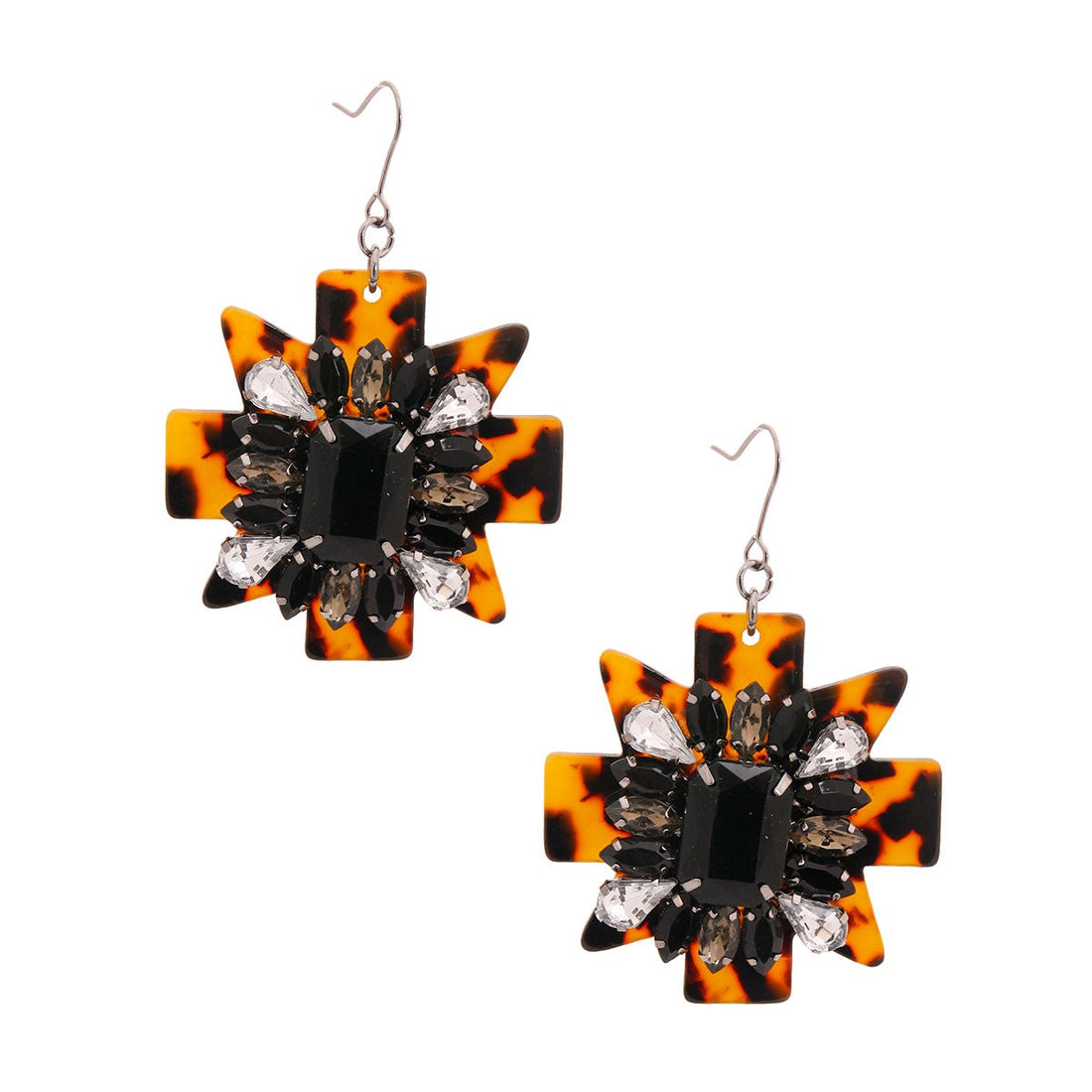 Black Tortoiseshell Drop Earrings