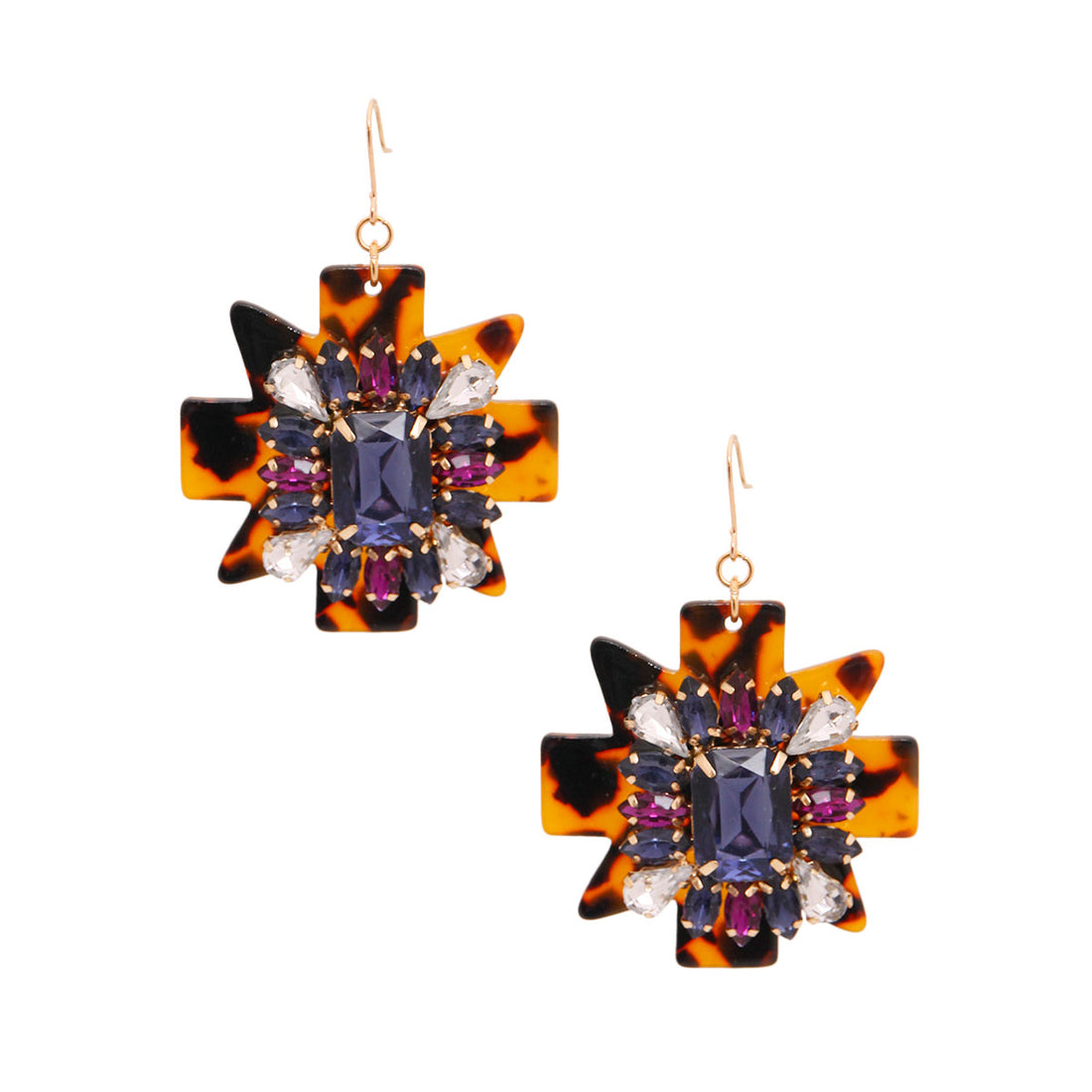 Blue Tortoiseshell Drop Earrings