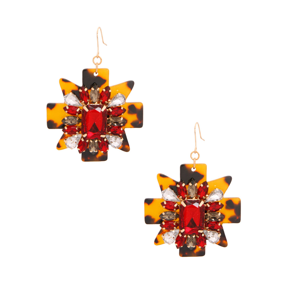 Red Tortoiseshell Drop Earrings