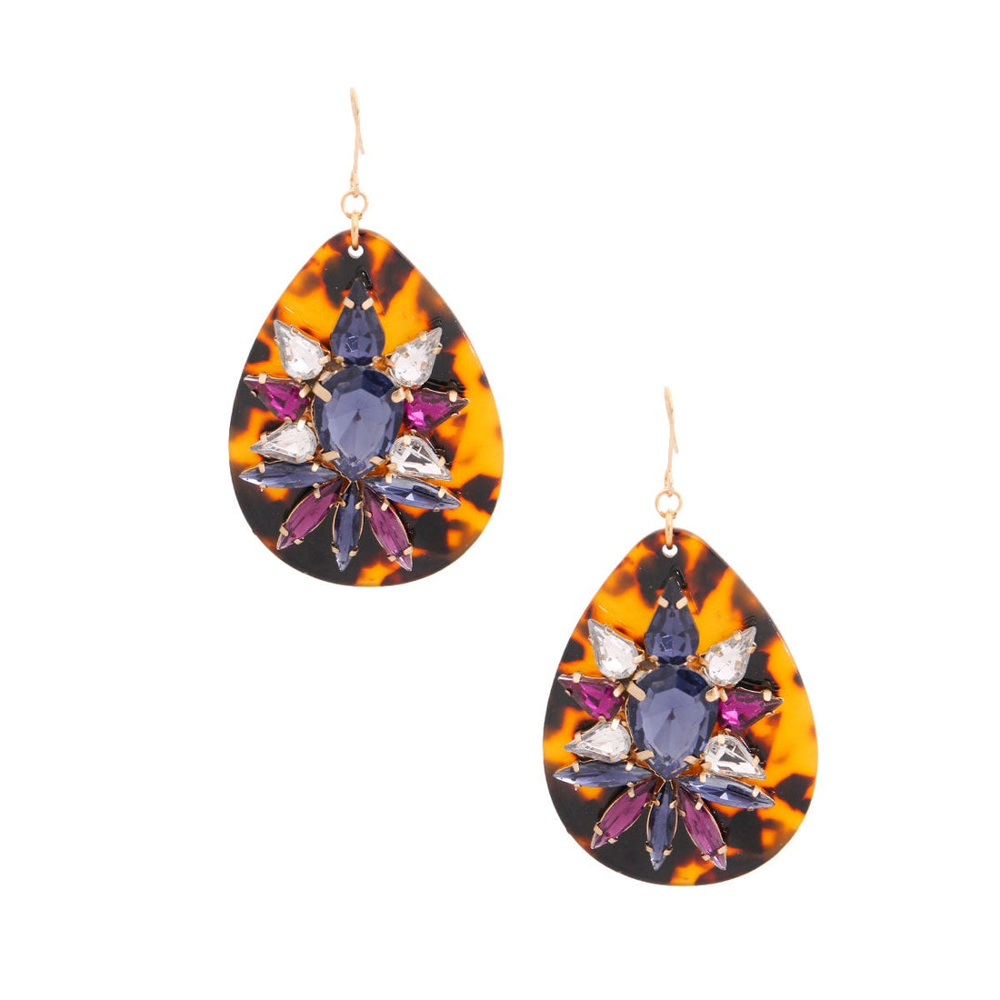 Blue Tortoiseshell Teardrop Earrings