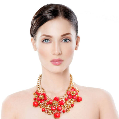 Chunky Gold Coral Flower Set